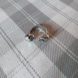 Faux Silver Skull Biker Wrap Ring (Size Small/Medium)